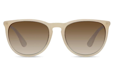Klassiska solglasögon i beige acetat med bruna glas